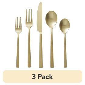 (3 pack)River 20-Piece Gold Stainless Steel Flatware Set with Handles (Service for 4)