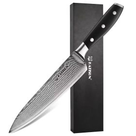 In Stock 8-inch Premium Damascus Steel 67-layer Kitchen Chef Sashimi Knife With ABS Handle, Three Rivets, Gift Box (Option: 8inch)