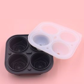 1pc Rose Ice Cube Mold Tray; Silicone 4-Cell Ice Cube Mold For Whiskey Cocktail Refrigerator Kitchen Utensils (Color: Black, Quantity: 1pc)