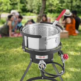 10 Qt Fish And Wing Fryer Aluminum Outdoor Propane Deep Fryer Kit With Basket (Option: Silver)